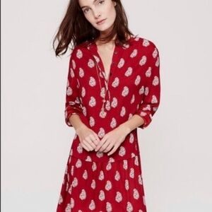 Ann Taylor LOFT Long sleeve Deep Red Paisley dress XS
